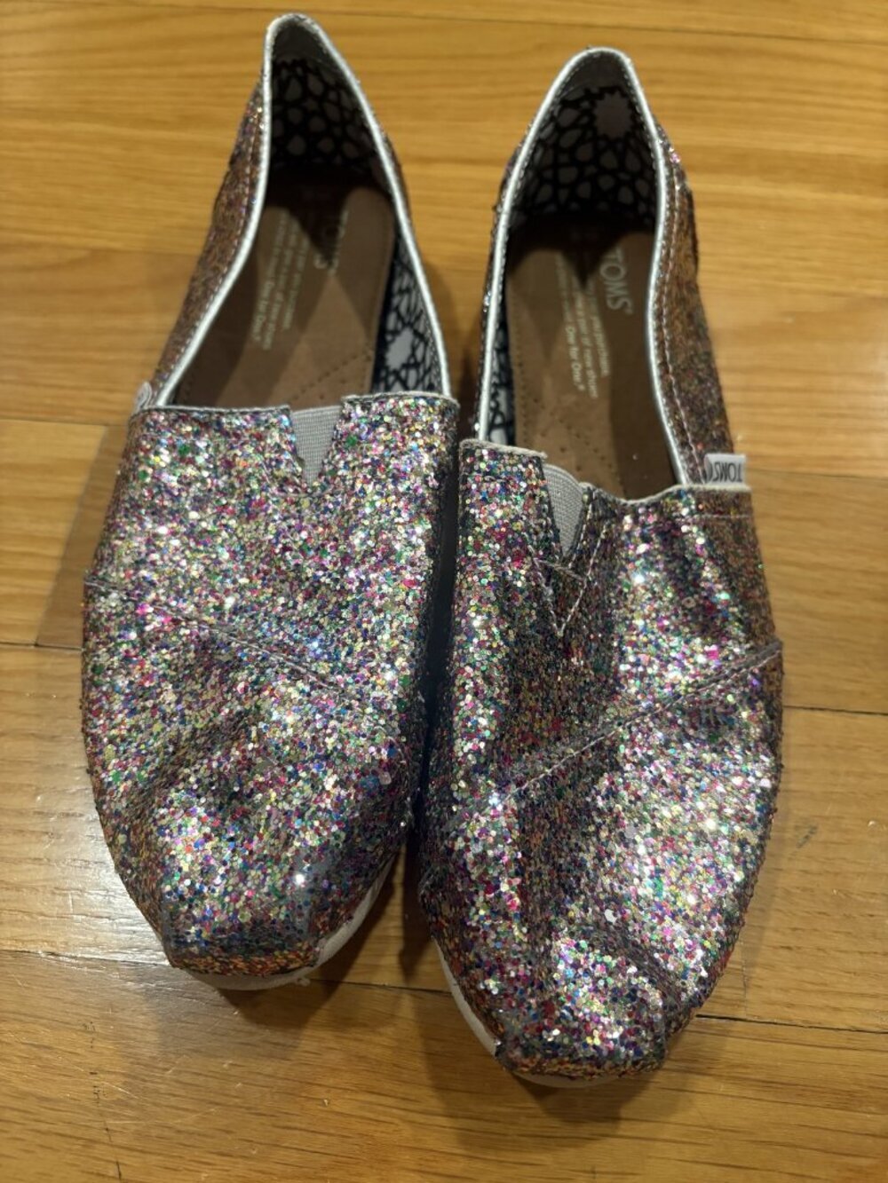 Tom’s Size 8 Multicolor Glitter Slip-On Flats